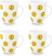 vtwonen Mokken Set met Smile Print - Kopjes & mokken - Set van 4 - Porselein - 250ml