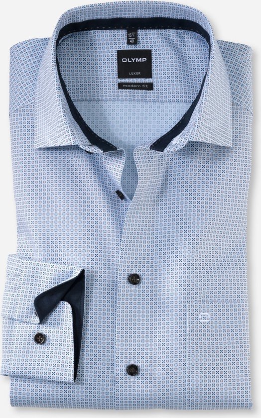 OLYMP - Luxor Overhemd Grafisch Lichtblauw - Heren - Maat 38 - Modern-fit |  bol.com