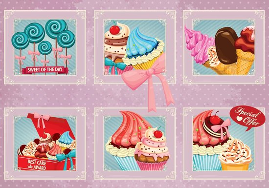 Cupcakes Pink Retro Photo Wallcovering | bol.com