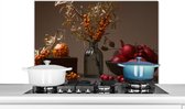 Spatscherm keuken 80x55 cm - Kookplaat achterwand Fruit - Vaas - Stilleven - Muurbeschermer - Spatwand fornuis - Hoogwaardig aluminium