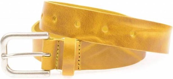 Stoere vintage gele riem met elegant randje - Maat: 65 cm | bol.com