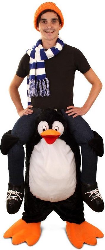 Gedragen door pinguin pak kostuum zittend op nek pinguinpak zwart | bol.com