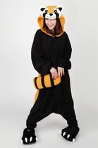 KIMU Onesie wasbeer rode panda pak kostuum - maat L-XL - wasbeerpak jumpsuit huispak