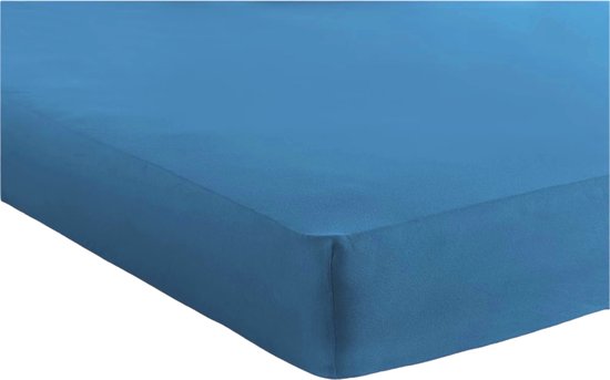 Bed Care Jersey Stretch Hoeslaken - 200x200/220 - 100% Katoen - 40CM Hoekhoogte - Blauw