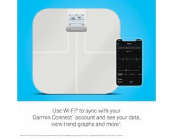 Garmin Index S2- Slimme Weegschaal - Personenweegschaal - Bluetooth - WiFi - BMI - Spiermassa - Wit