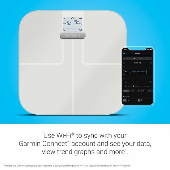 Garmin Index S2- Slimme Weegschaal - Personenweegschaal - Bluetooth - WiFi  - BMI -... | bol.com