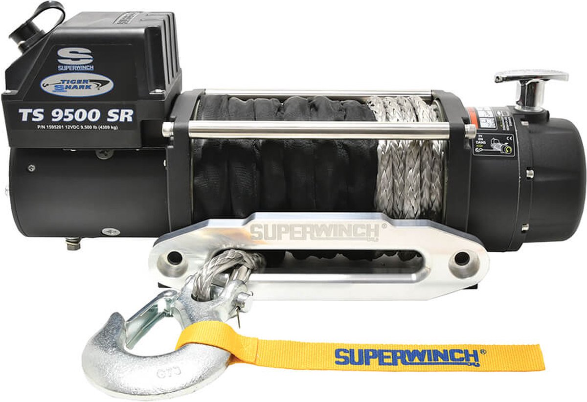 Superwinch Tiger Shark 9500 SR 12V - 4309kg elektrische lier met synthetisch liertouw - Superwinch 1595201