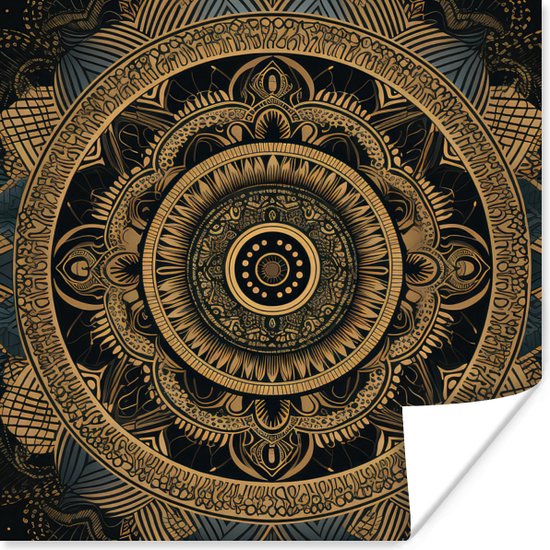 Poster Mandala - Goud - Bohemian - Luxe - 30x30 cm