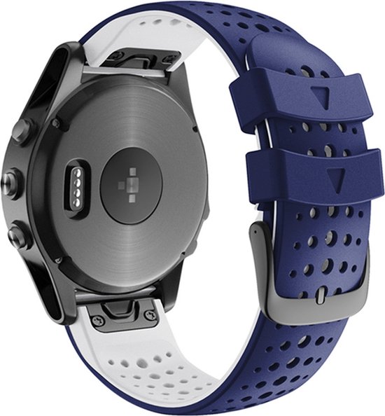 Bracelet en Siliconen - adapté pour Garmin Fenix ​​​​5/5 Plus/6/7/7 Pro -  bleu-blanc