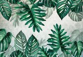 Fotobehang - Vlies Behang - Groene Botanische Jungle Bladeren - 416 x 290 cm