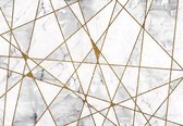 Fotobehang - Vlies Behang - Grijs Marmer met Gouden Lijnen - 208 x 146 cm