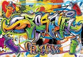 Fotobehang - Vlies Behang - Kleurrijke Graffiti Kunst - Straatkunst - Muurschildering - 254 x 184 cm