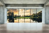 Fotobehang - Vlies Behang - 3D Uitzicht op het Meer - 416 x 290 cm