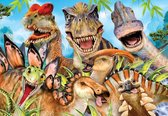 Fotobehang - Vlies Behang - Dino's - Dinosaurussen maken een Selfie - 254 x 184 cm