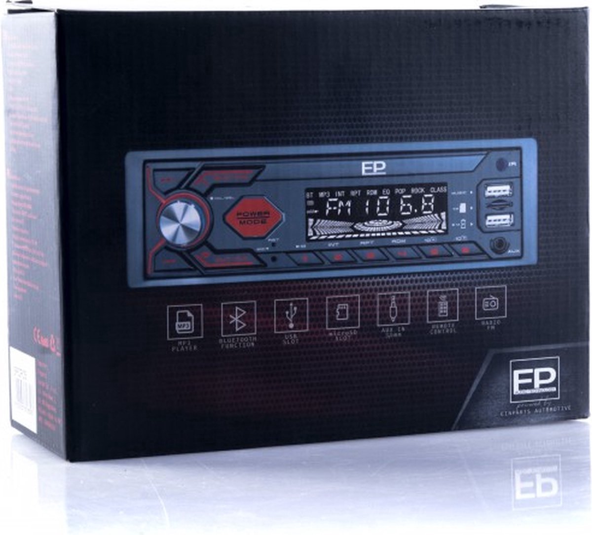 Einparts Auto Inbouw Radio met Bluetooth - SD kaart - USB en Rode LED Verlichting