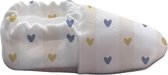 Lavendel Baby Slofjes - Huisslippers - Antislip Zool - Kleurrijk Bedrukt - Zacht Katoenen - Comfortabel - Oekotex Gecertificeerd - Veilig voor Kinderen en Baby's / Hartjes / Maat: 21-22