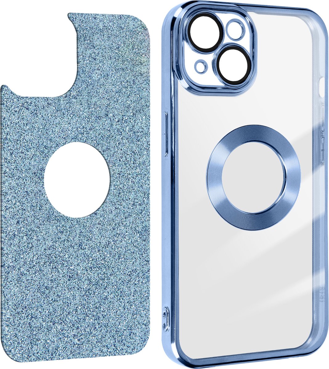 Protecam Spark Series afneembare glitterhoes Geschikt voor Apple iPhone 14 Blauw
