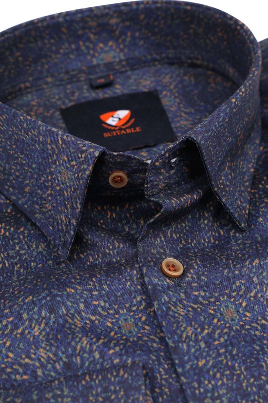 Suitable Overhemd Van Gogh Navy Heren Maat 40 Slim fit bol