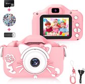 Ilona® Digitale Kindercamera HD 1080p inclusief Frozen stickervel - Speelgoedcamera - 32GB micro sd kaart - Fototoestel Voor Kinderen - Roze