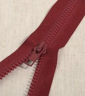 Deelbare rits 30cm bordeaux rood - polyester stevige rits met bloktandjes