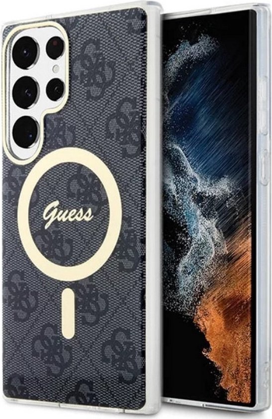 Guess 4G Back Cover (MagSafe Compatible) - Geschikt voor Samsung Galaxy S23 Ultra (S918) - Zwart