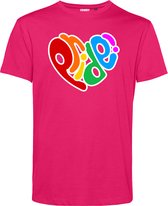 T-shirt Pride Hart | Gay pride shirt kleding | Regenboog kleuren | LGBTQ | Roze | maat XL