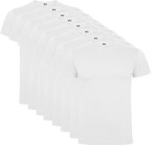 8 Pack Roly Dogo Premium Heren T-Shirt 100% katoen Ronde hals, wit, Maat M