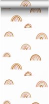 Papier peint ESTAhome arcs-en-ciel terre cuite, rose tendre et beige - 139253 - 0,53 x 10,05 m