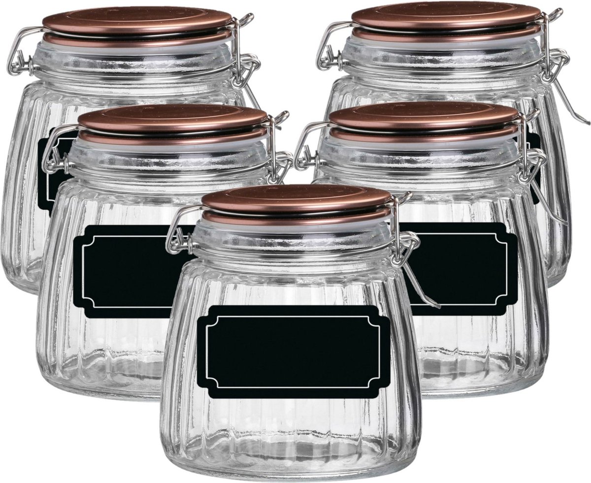 Weckpot/inmaakpot - 10x - 1L - glas - met beugelsluiting - incl. etiketten
