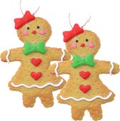 Kersthanger/ornament -gingerbread peperkoek vrouwtje -2x st- kunststof - 11 cm
