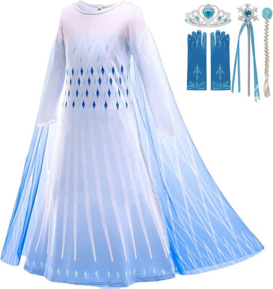 Het Betere Merk - Prinsessenjurk meisje - verkleedjurk - Cadeau meisje - Prinsessen Verkleedkleding - maat 92/98 (100) - Carnavalskleding meisje - Haarvlecht - Toverstaf - Tiara - Kroon - Prinsessen speelgoed