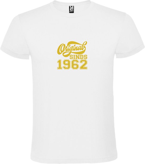Wit T-Shirt met “Original Sinds 1962 “ Afbeelding Goud Size XL