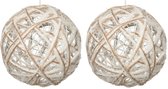 Anna Collection verlichte draad kerstballen - 2x -jute - D15 cm - 10 leds