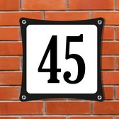 Namengigant Huisnummerbord Emaille-Look - Nummer 45 - Standaard - 10 x 10 cm | incl. schroeven