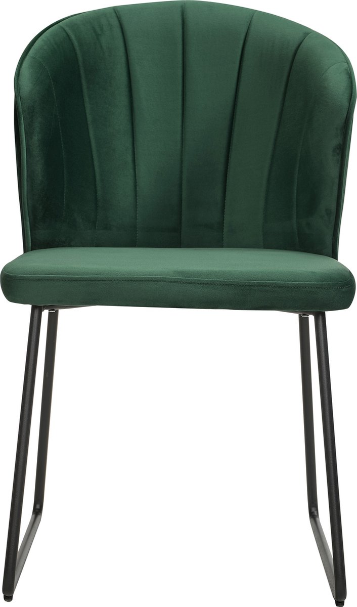 Soof & Tess Soof&Tess - Amalfi U leg Eetkamerstoel - Groen - Fluweel - Velvet - Industrieel - Met armleuning - Easy Clean Stoffen - Hoge Kwaliteit