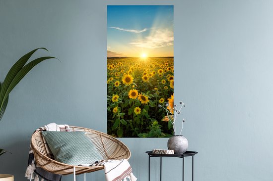 Stickers muraux - Sticker Foil - Coucher de Soleil - Fleurs - Tournesol - Horizon - Paysage - 40x80 cm - Film Adhésif - Stickers muraux Chambre Enfant - Papier Peint Auto Adhésif