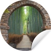 WallCircle - Stickers muraux - Cercle de papier peint - Bamboe - Japonais - Transparent - Forêt - 80x80 cm - Cercle mural - Autocollant - Autocollant de papier peint rond
