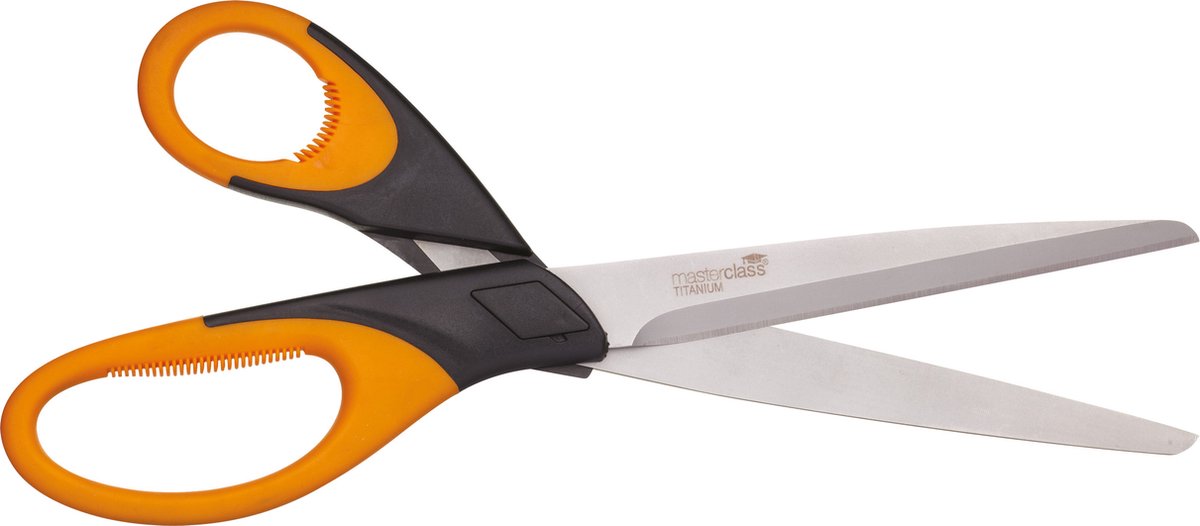 KitchenCraft MasterClass Easy Grip Multifunctionele Keukenschaar - Titanium 24,4 x 8,8 x 1 Centimeter Oranje/Zwart