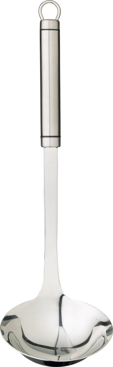 KC Blue Professional Grote Pollepel met Ovaal Handvat en Ophanglus - Roestvrij Staal 33 centimeter - Zilver