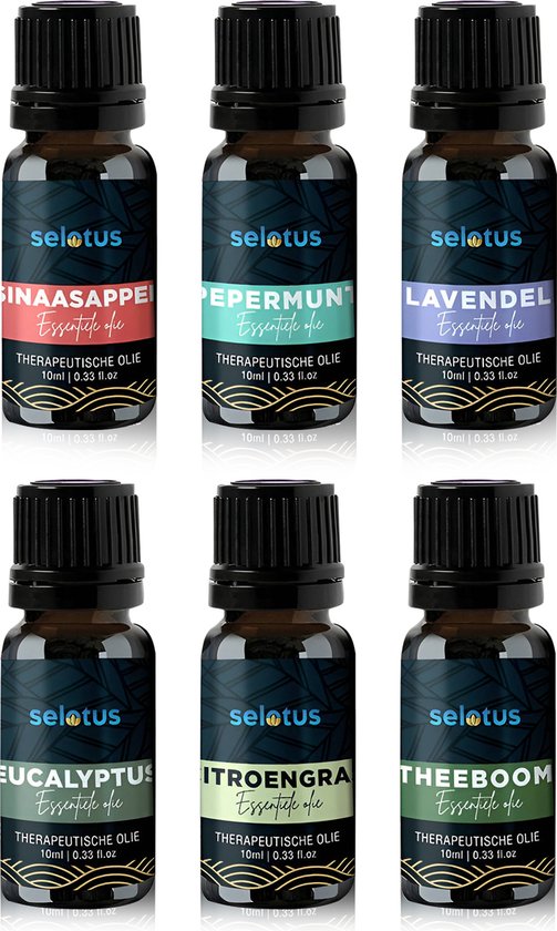 Selotus® - Natuurlijke | Etherische Oliën 6 x 10ML | Essential Oil cadeau verpakking | Geschikt voor Aroma diffusers, Sauna en Bad | | Essentiële olie set | Therapeutische basis