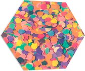 PVC Schuimplaat Hexagon - Confetti - Gekleurd - Vormen - Vrolijk - 80x69.6 cm Foto op Hexagon (Met Ophangsysteem)