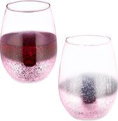 Bol.com Relaxdays wijnglas zonder voet - set van 2 - 500 ml - witte wijn - rodewijn glas - rond aanbieding