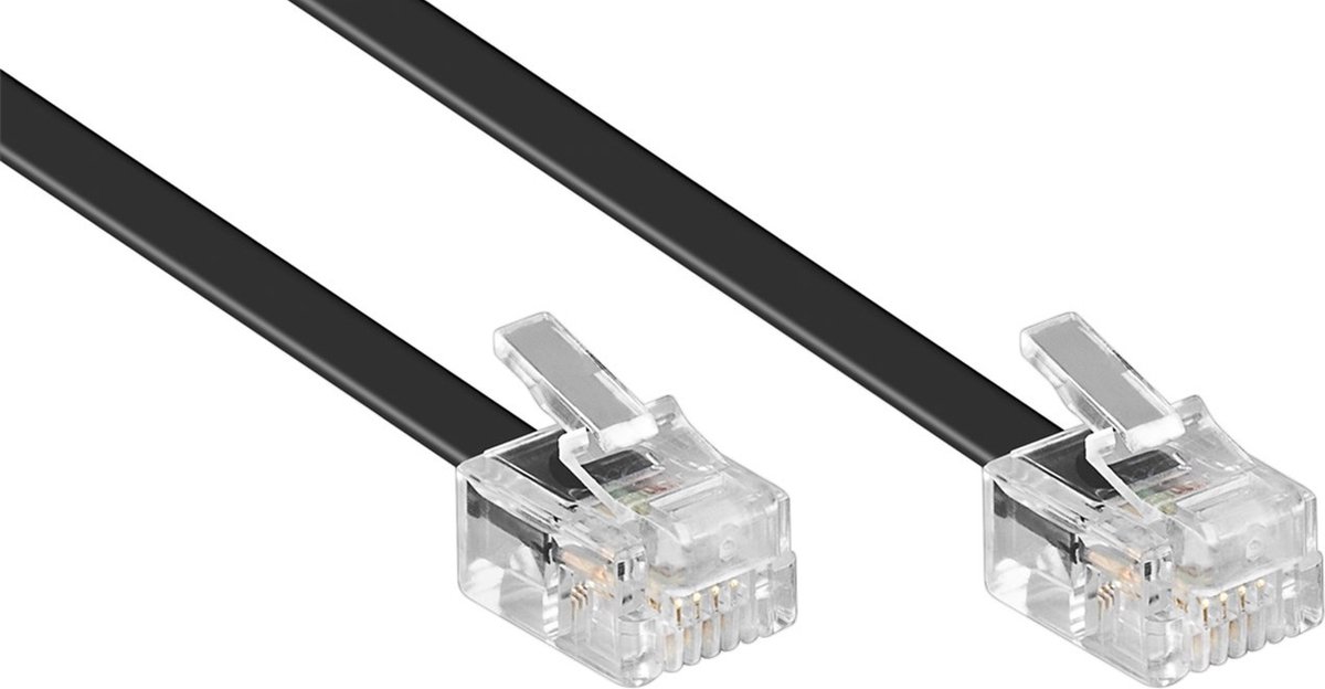 RJ11 - RJ11 telefoonkabel / zwart - 20 meter