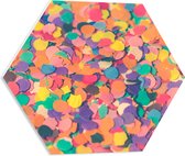 PVC Schuimplaat Hexagon - Confetti - Gekleurd - Vormen - Vrolijk - 50x43.5 cm Foto op Hexagon (Met Ophangsysteem)
