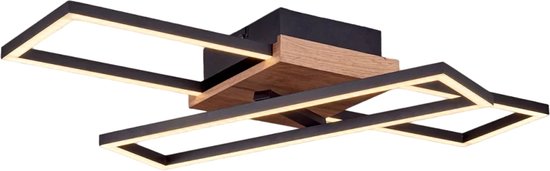 Plafonnier LED moderne Avala 60 cm - Design de plafonnier LED angulaire, allongé et rectangulaire en aluminium Zwart , y compris pour le salon - salle à manger, y compris la source lumineuse - plafonnier, plafonnier, plafonnier