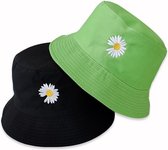 Bucket hat - Bloem - 2 in 1 - Dames - Heren - Zonnehoedje - Vissershoedje - Vissers Hoed - Dubbel - Groen - Zwart