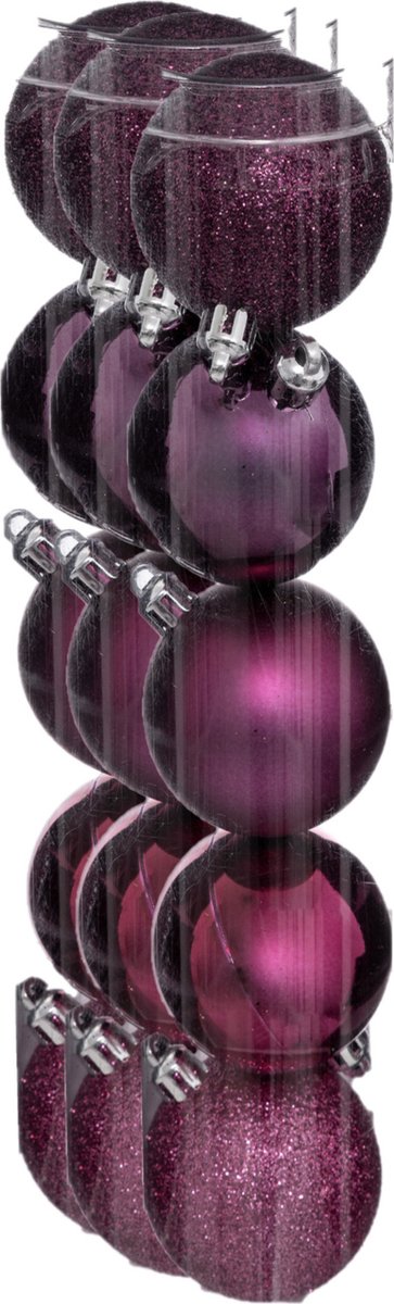 Atmosphera kerstballen - 15x stuks - framboos roze - kunststof - 5 cm