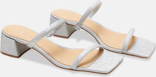 Mangará Dames schoenen Maiate Textiel Glitter - 4cm Blokhak - Zilver - Maat 40