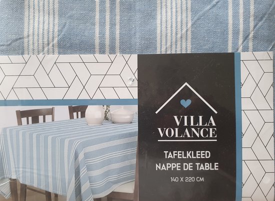 Villa-Vollance-Tafelkleed-Katoen-Streep-Blauw-140x220cm