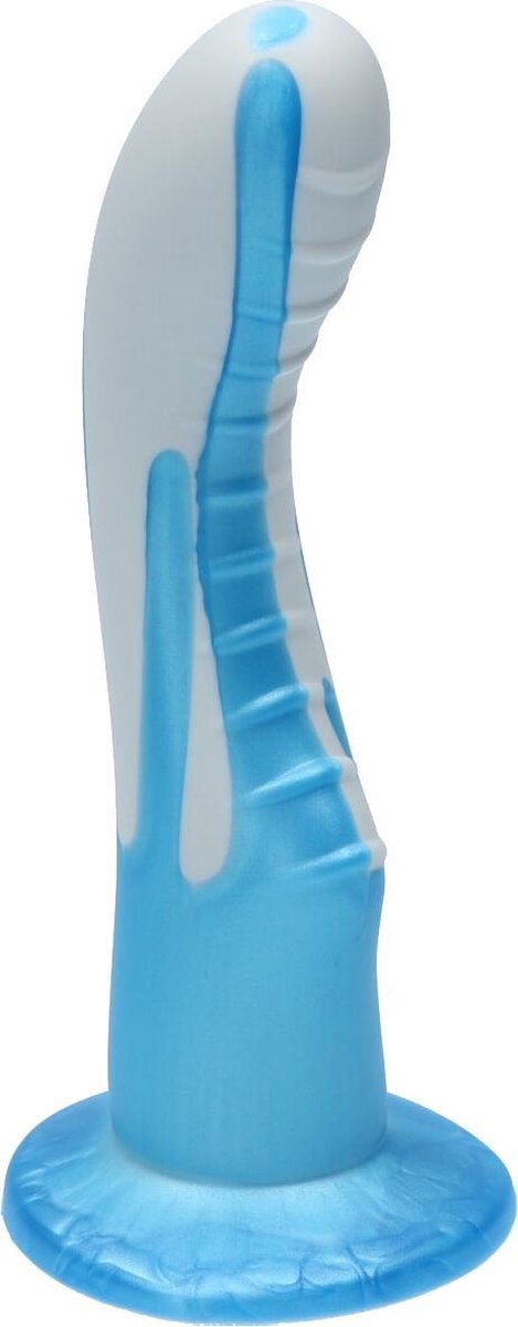 Goedkoopste Ylva & Dite - Kajsa - Siliconen G-spot / Prostaat dildo - Made in Holland - Pastel Grijs/Blauw Metallic